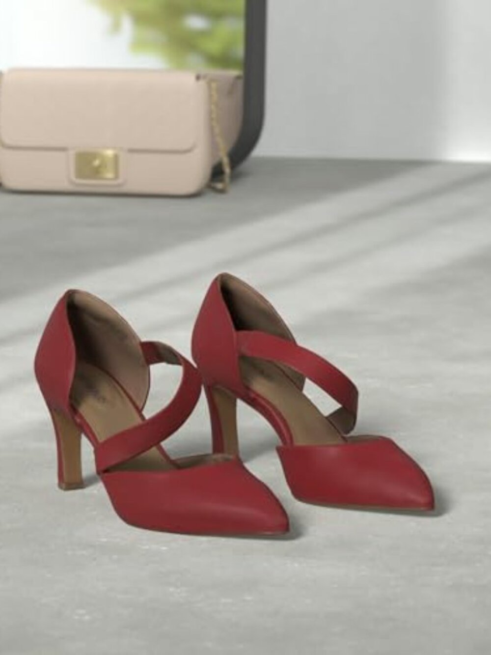 π Womens Pointed Toe High Heel Pumps 3-Inchdress Shoesclosed - Red - Picture 4 of 6